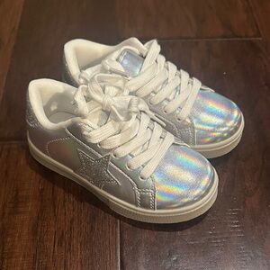 Holographic Silver Star Kids Sneakers
